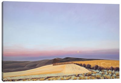 Moon Over Wallowa County Canvas Art Print - Mountain Sunrise & Sunset Art