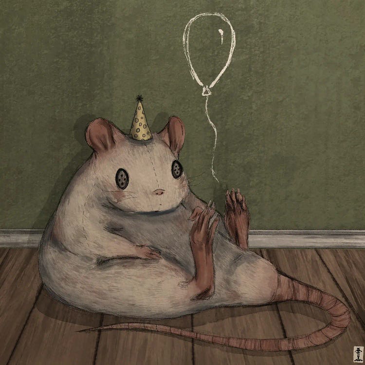 Birthday Rat by CrumbsAndGubs wall art