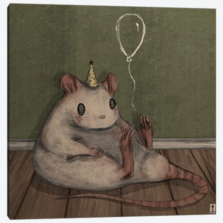 Birthday Rat Canvas Print #CGB15} by CrumbsAndGubs Canvas Art