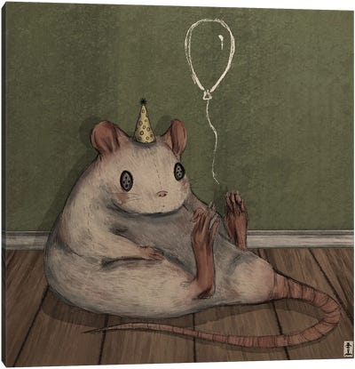 Birthday Rat Canvas Art Print - Balloons