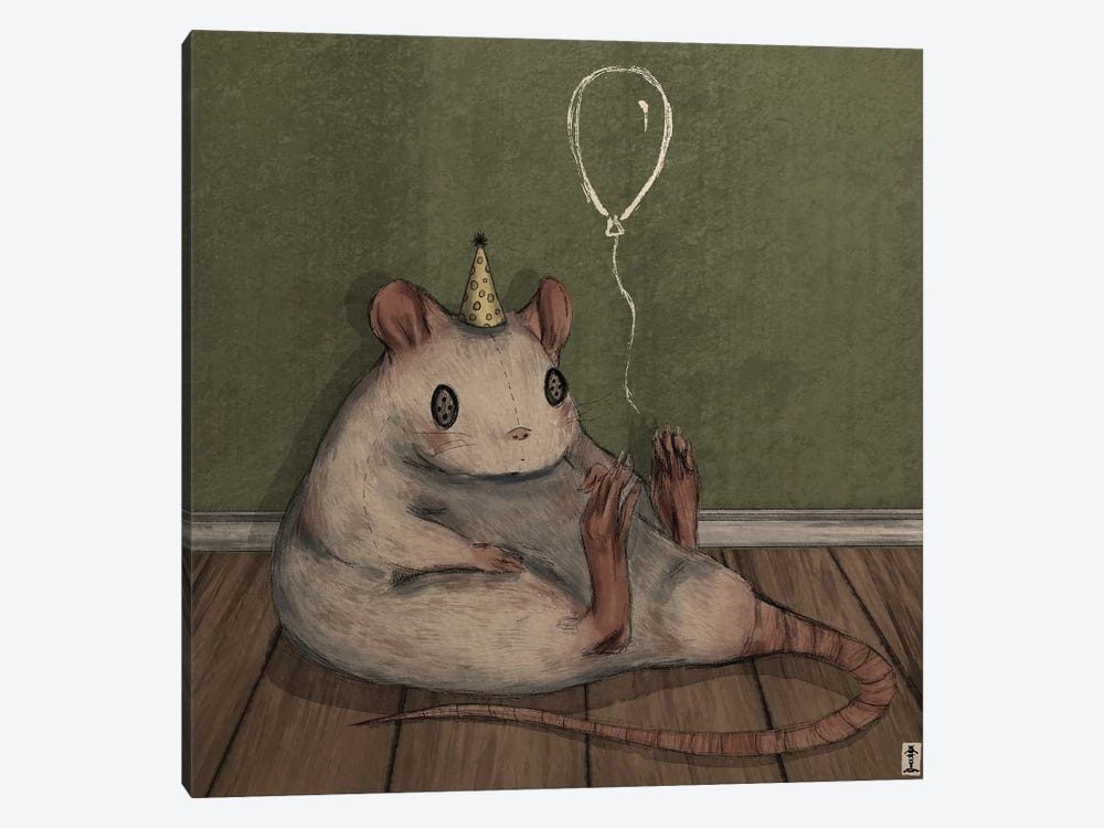 Birthday Rat by CrumbsAndGubs 1-piece Canvas Wall Art