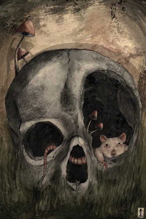 Skull Nap by CrumbsAndGubs wall art