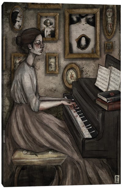 Pianist Canvas Art Print - Dark Academia