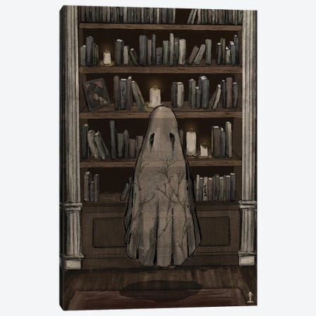 Ghost In The Library Canvas Print #CGB37} by CrumbsAndGubs Canvas Artwork