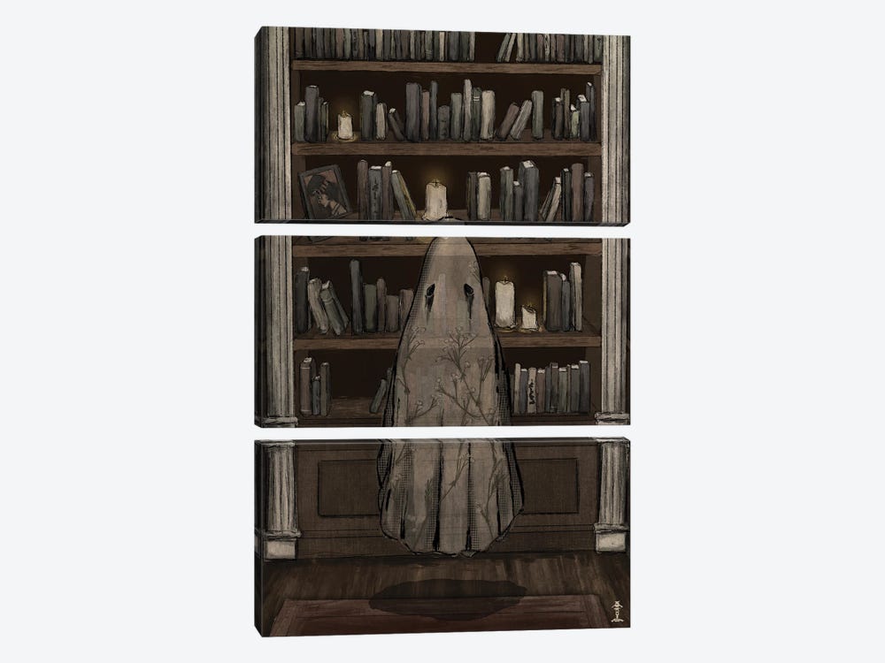 Ghost In The Library by CrumbsAndGubs 3-piece Canvas Wall Art