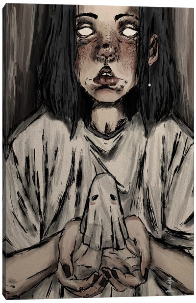 Ghost In The Hands Canvas Art Print - CrumbsAndGubs