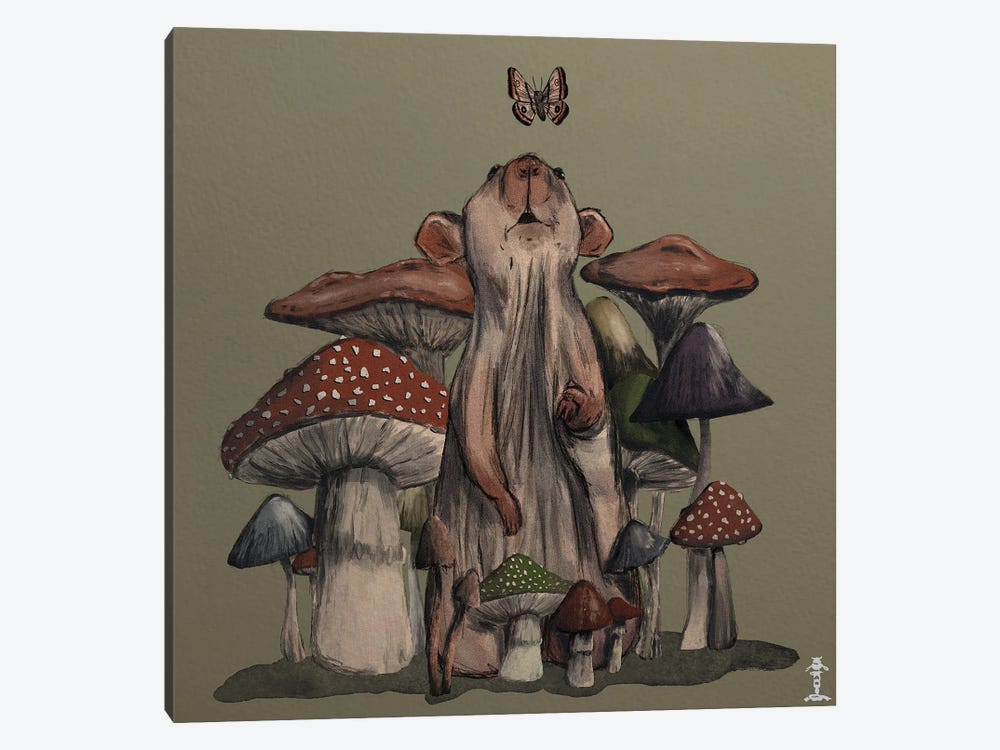 Rat In A Mushroom Forest by CrumbsAndGubs 1-piece Art Print