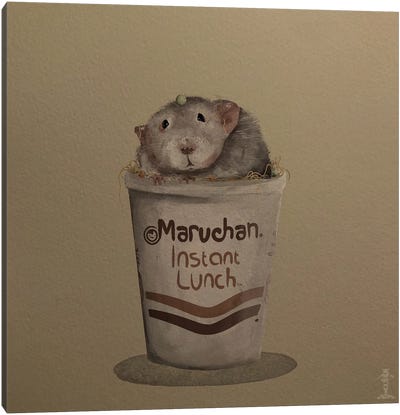 Ramen Rat Canvas Art Print - Brown Art