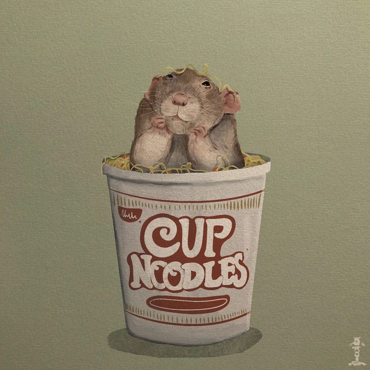 Cup Noodle Rat by CrumbsAndGubs wall art