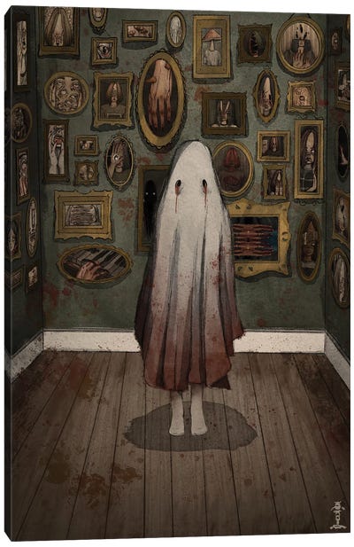A Ghost In The Gallery Canvas Art Print - CrumbsAndGubs