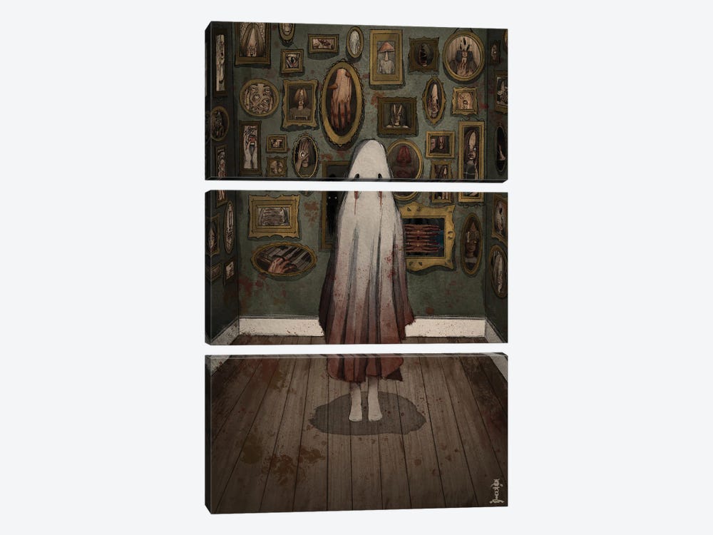 A Ghost In The Gallery by CrumbsAndGubs 3-piece Canvas Artwork