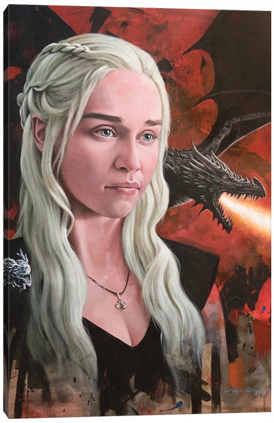 Daenerys - Mother Of Dragons Canvas Art Print - Drama TV Show Art