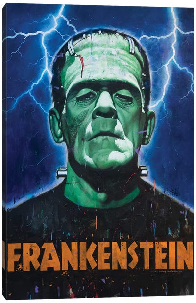 Frankenstein Canvas Art Print - Science Fiction Movie Art