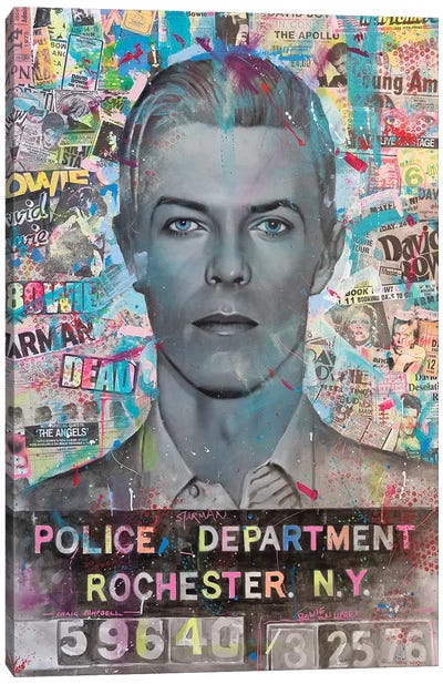 David Bowie - Mugshot Canvas Art Print - Craig Campbell