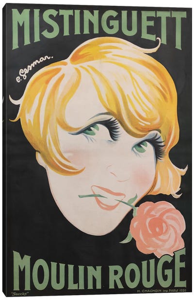 Moulin Rouge Mistinguett Advertisement, 1928 Canvas Art Print - Concert Posters