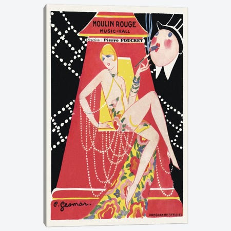 Moulin Rouge Ca C'est Paris! Programme, 1920s Canvas Print #CGE6} by Charles Gesmar Canvas Wall Art