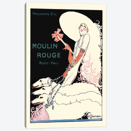 Moulin Rouge Music-Hall Programme: Paris Qui Tourne, 1920s Canvas Print #CGE7} by Charles Gesmar Canvas Artwork