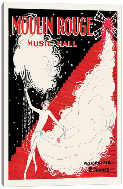 Moulin Rouge, Music-Hall Programme, 1920 Canvas Art Print - Paris Typography