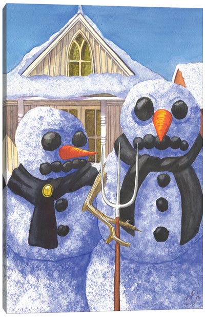 The Posers Canvas Art Print - Snowman Art