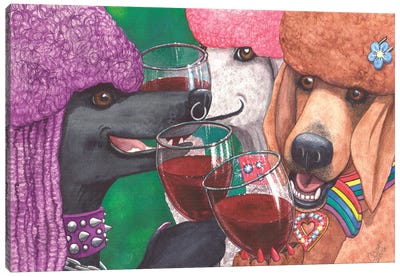 Three Wining Bitches Canvas Art Print - Poodle Art