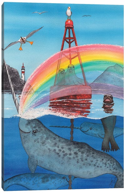 Unicorn Of The Sea Canvas Art Print - Catherine G McElroy