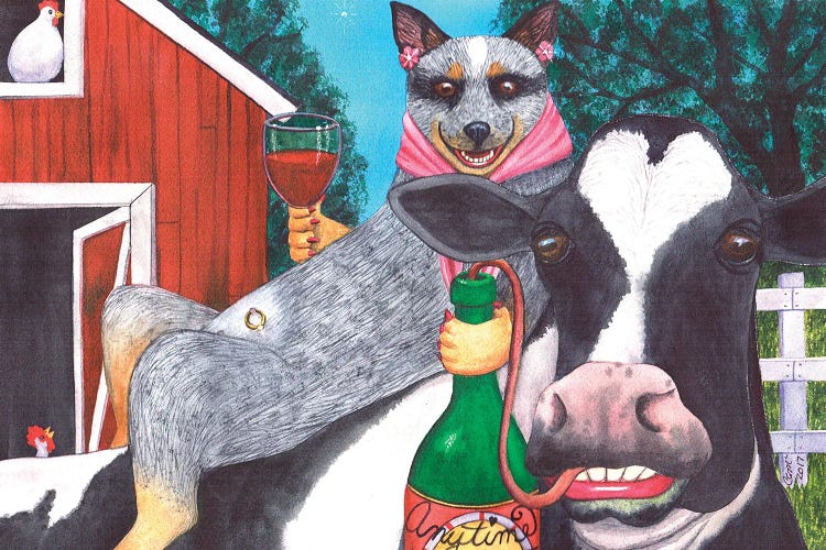 We'll Be Wining Till All The Cows Come Home by Catherine G McElroy wall art