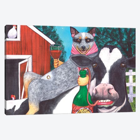 We'll Be Wining Till All The Cows Come Home Canvas Print #CGM126} by Catherine G McElroy Canvas Wall Art