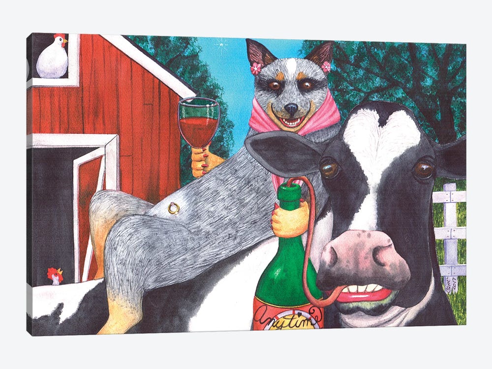 We'll Be Wining Till All The Cows Come Home by Catherine G McElroy 1-piece Canvas Artwork