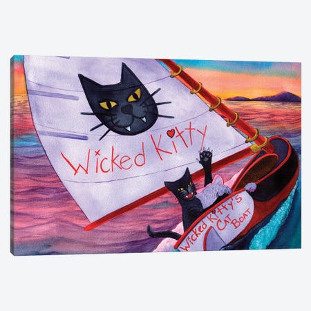 Wicked Kitty's Catboat Canvas Print #CGM130} by Catherine G McElroy Canvas Art