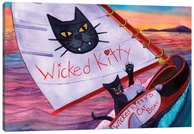 Wicked Kitty's Catboat Canvas Art Print - Catherine G McElroy