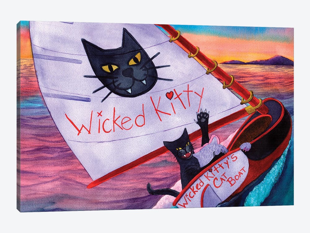 Wicked Kitty's Catboat by Catherine G McElroy 1-piece Canvas Print