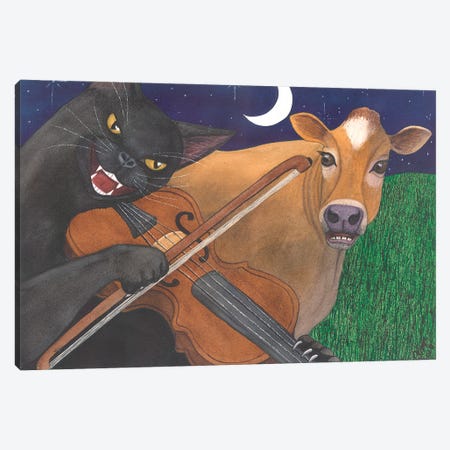 Wicked Kitty's Got The Fiddle Canvas Print #CGM131} by Catherine G McElroy Canvas Art