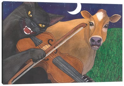 Wicked Kitty's Got The Fiddle Canvas Art Print - Catherine G McElroy