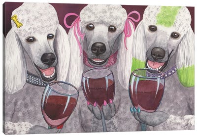 Wining Bitches Canvas Art Print - Poodle Art