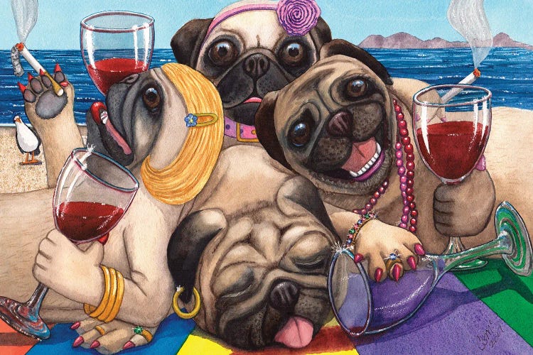 Wining Pile Of Pugs! by Catherine G McElroy wall art