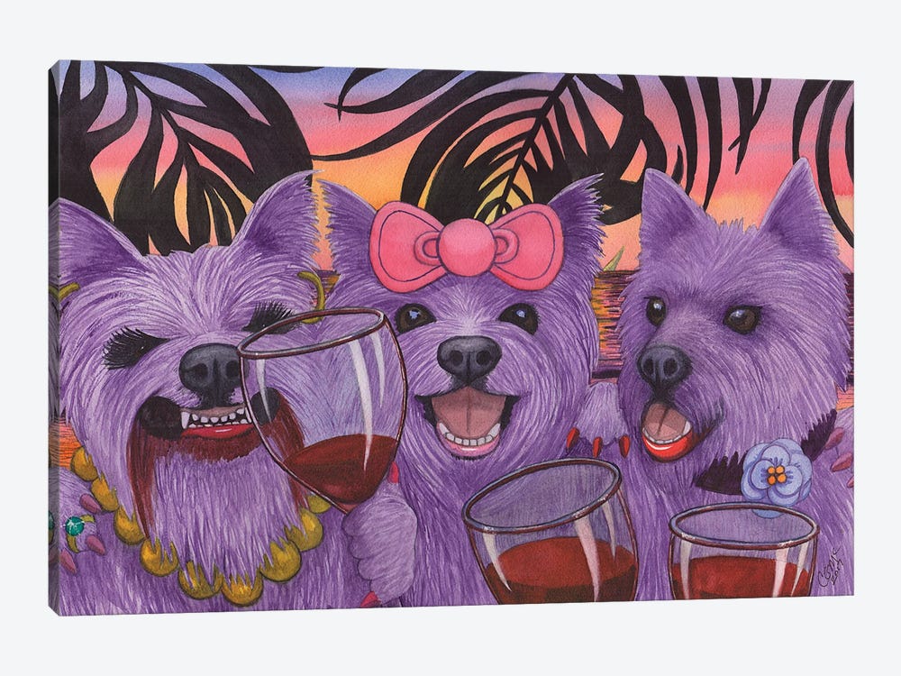 Wining Westies! by Catherine G McElroy 1-piece Canvas Wall Art