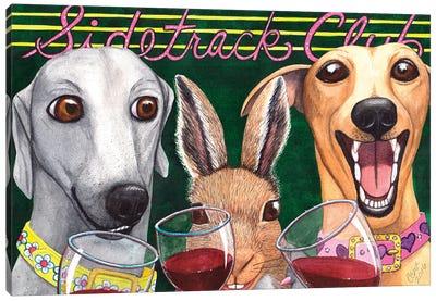 Wining With The Rabbit! Canvas Art Print - Greyhound Art