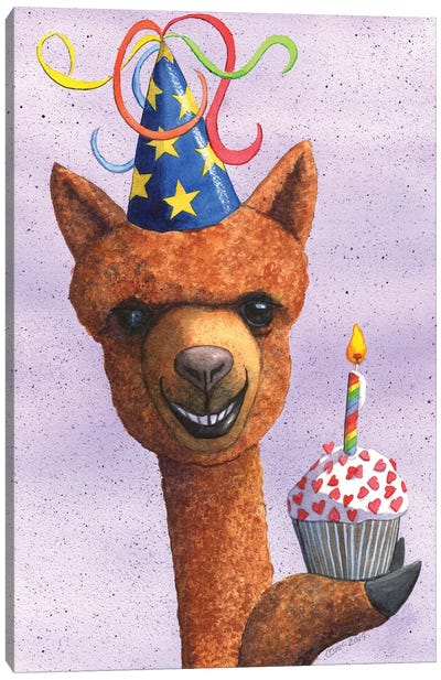 Birthday Alpaca Canvas Art Print - Llama & Alpaca Art