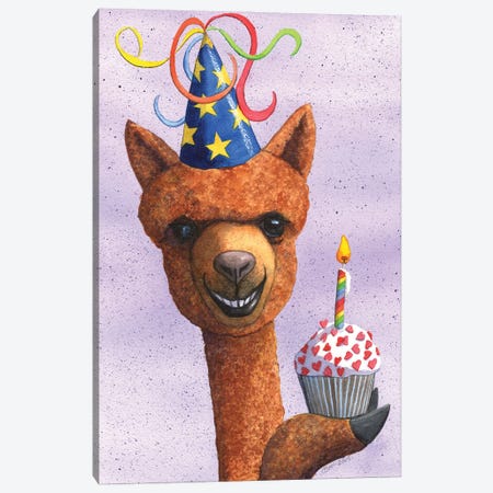 Birthday Alpaca Canvas Print #CGM15} by Catherine G McElroy Canvas Art Print