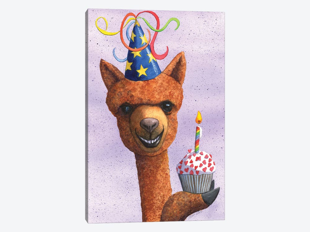 Birthday Alpaca by Catherine G McElroy 1-piece Canvas Art