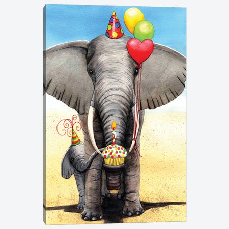 Birthday Elephant Canvas Print #CGM16} by Catherine G McElroy Canvas Print