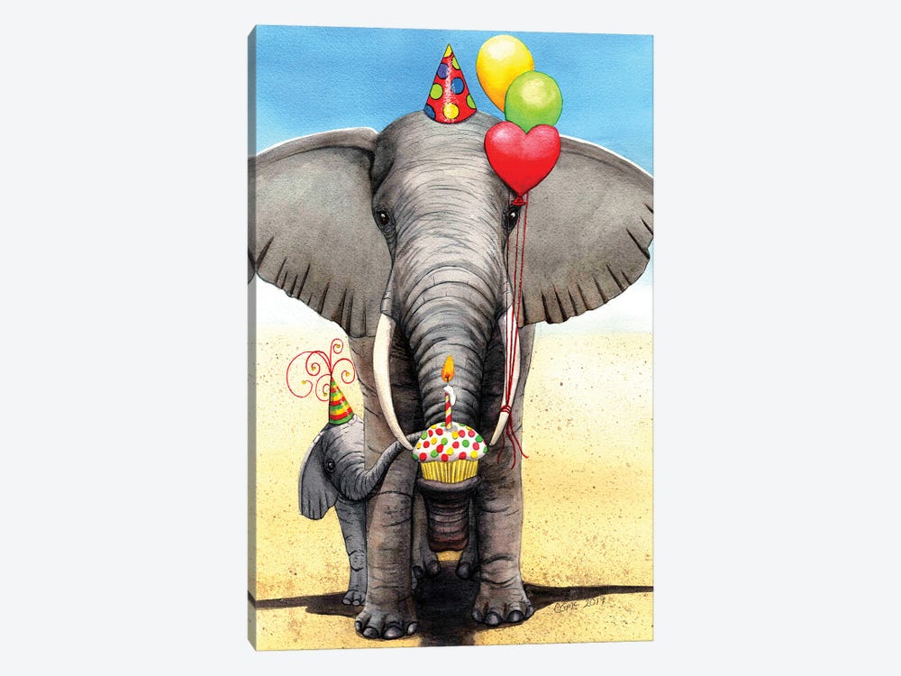 Birthday Elephant by Catherine G McElroy 1-piece Canvas Print