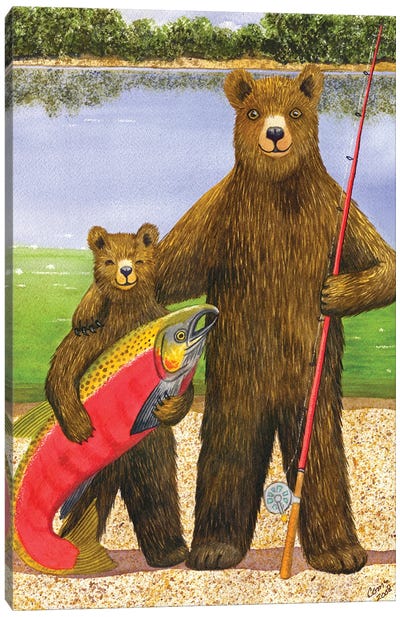 Big Fish Canvas Art Print - Brown Bear Art