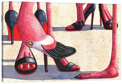 Flamingo Heels Canvas Art Print - Catherine G McElroy