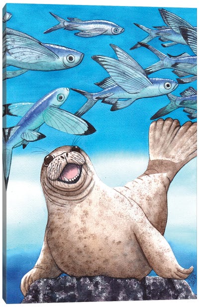 Flock Of Fish Canvas Art Print - Seal Art