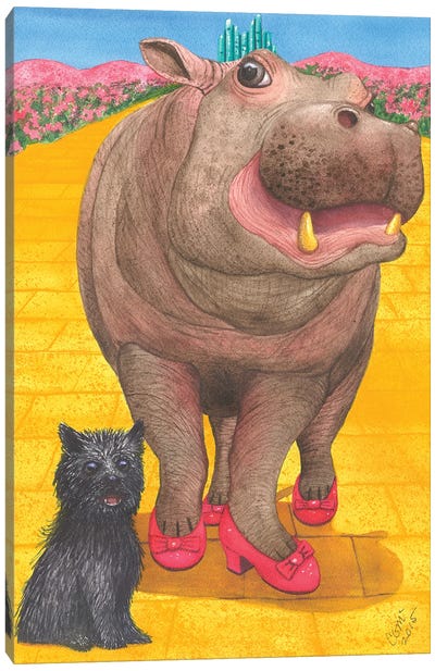 A Dorothy Moment Canvas Art Print - Hippopotamus Art