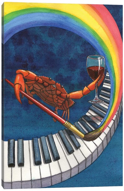 Happy Crab Canvas Art Print - Music Lover