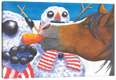 Horse Got Your Nose? Canvas Art Print - Christmas Animal Art