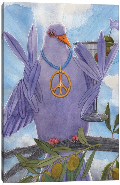 Olive Branch Canvas Art Print - Dove & Pigeon Art