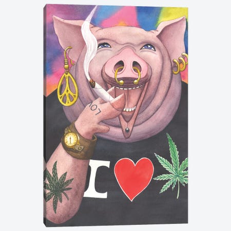 Pot Bellied Pig Canvas Print #CGM78} by Catherine G McElroy Canvas Art
